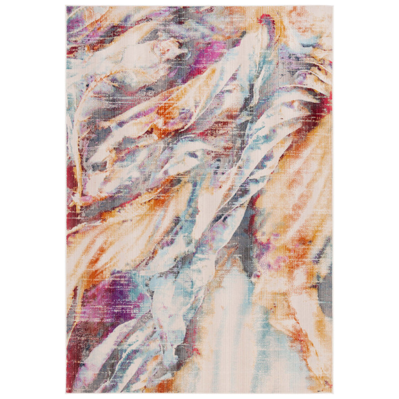 Tapis d'intérieur / extérieur à motif abstrait Zarella Performance, Rectangle 8 pi x 10 pi
