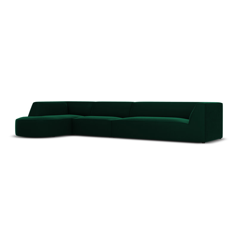 Adoraim 6 Seater Velvet Sofa & Chaise, Left Hand Facing, Bottle Green
