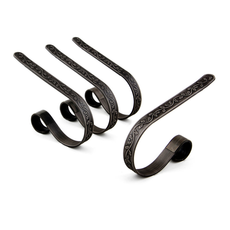 Holly MantleClip Stocking Holder, Pewter