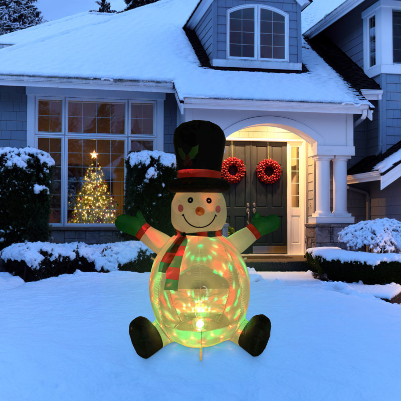 Décoration de Noël gonflable lumineuse bonhomme de neige avec chapeau haut de forme - 4 pi