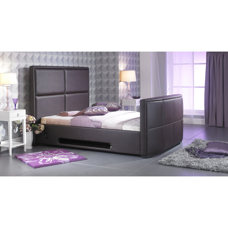 Nyah Upholstered Bed, Double (4'6), Brown