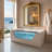 67" Whirlpool Bathtub ,Hydrotherapy Jetted Bathtub With Glass Panel, 7 Jets,3-Side Apron,89 Gallons,White