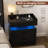 2-Drawers Black LED Nightstand With Built-in Charging Station & Floating Top Shelf