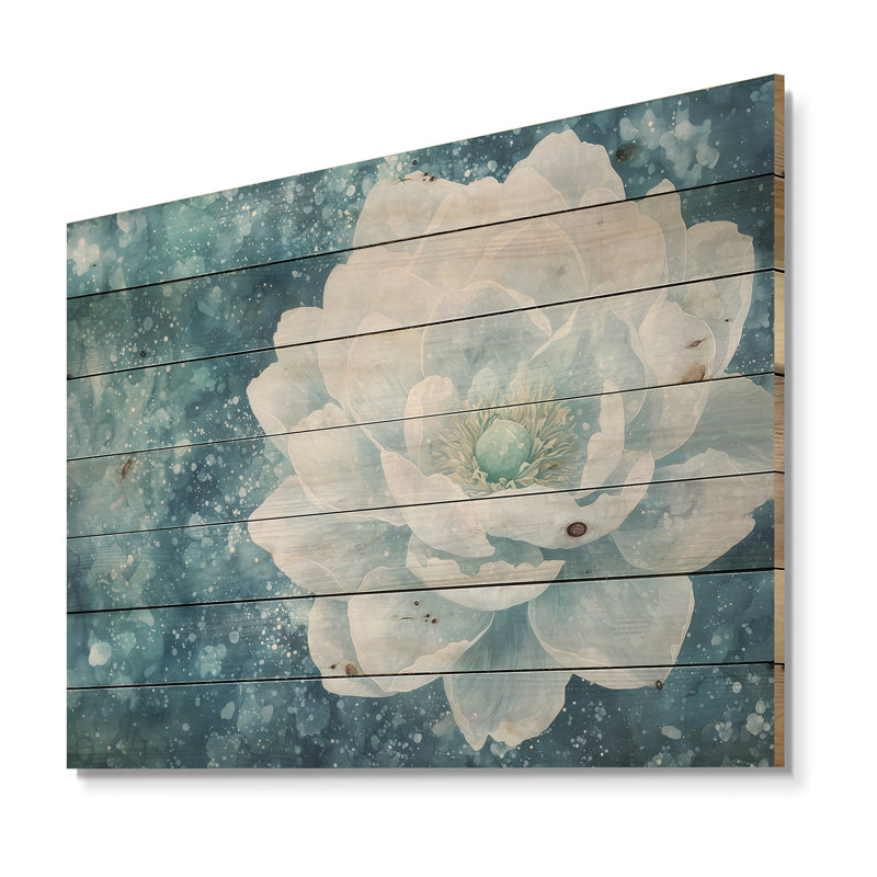 Radiant Symphony Of Peony Under Water I - Art mural moderne sur bois de pin naturel, H 34 po x l 44 po x P 0,78 po