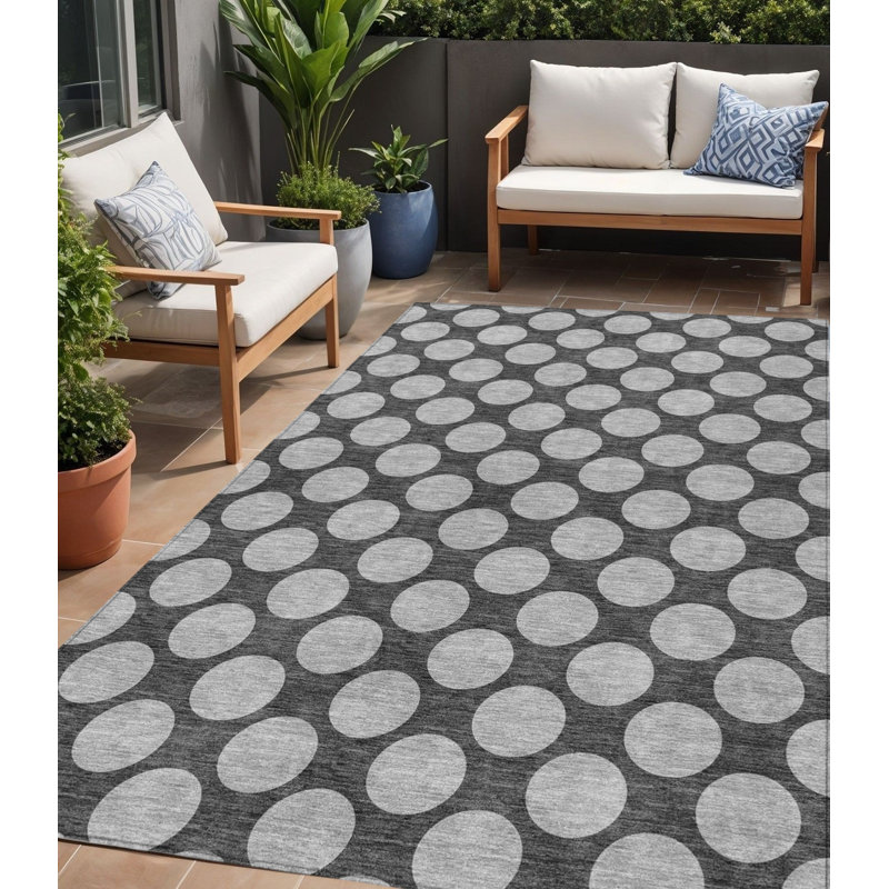 Tapis intérieur lavable à pois 5 pi x 8 pi