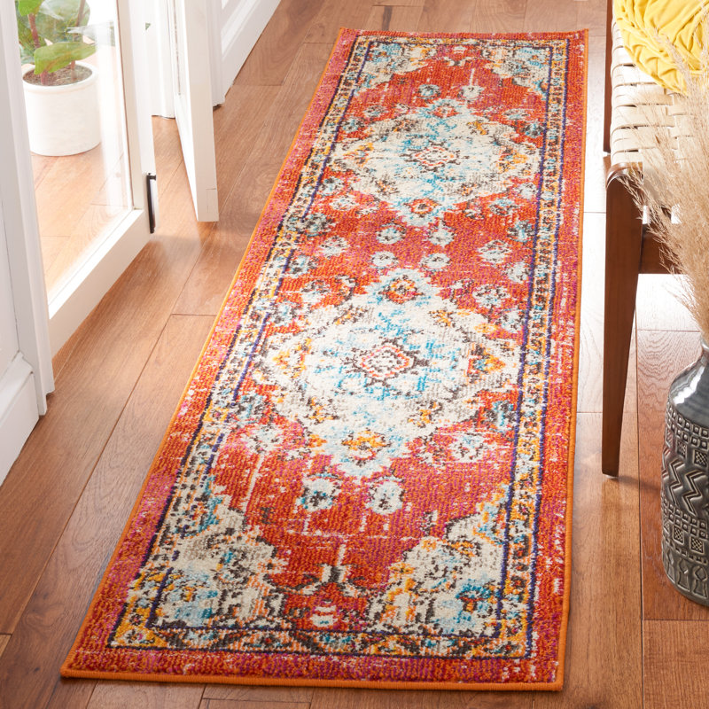 Kathryn Oriental Orange Area Rug, Runner 2' x 8'