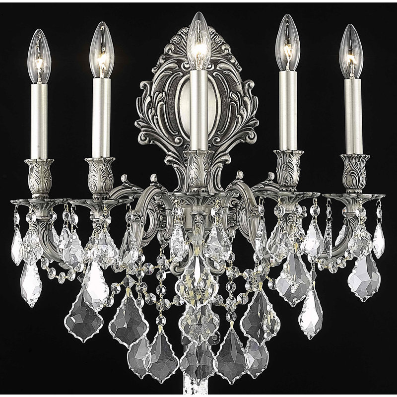Aadyn Candle Wall Light, Crystal (Clear) / Royal Cut, Pewter