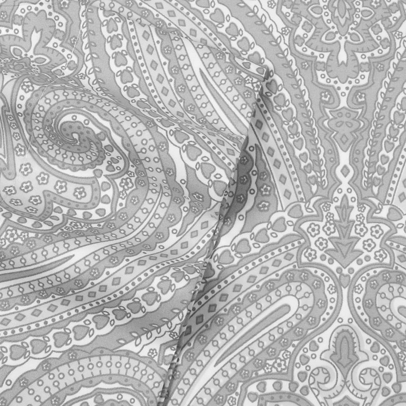 Microfiber Paisley Sheet Set, Gray, Cal. King Sheet Set with 2 Pillowcases