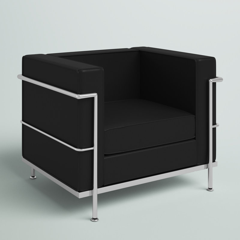 Fauteuil en similicuir avec barre double, Noir
