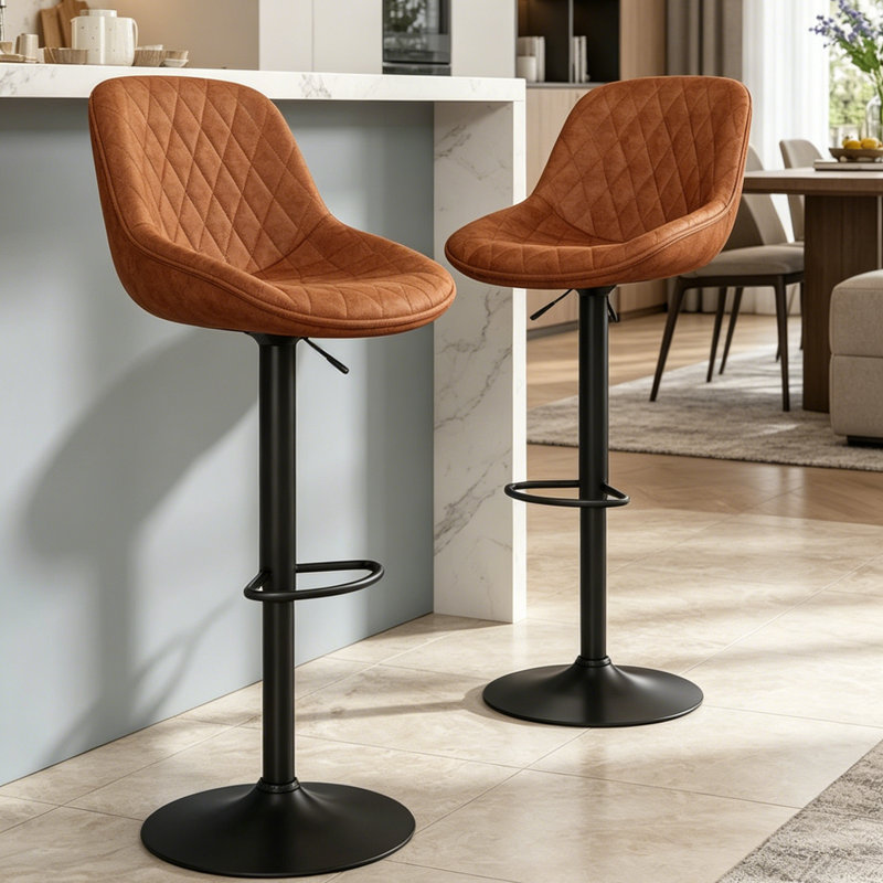 Tiberias Upholstered Adjustable Height Counter Stool with Metal Frame