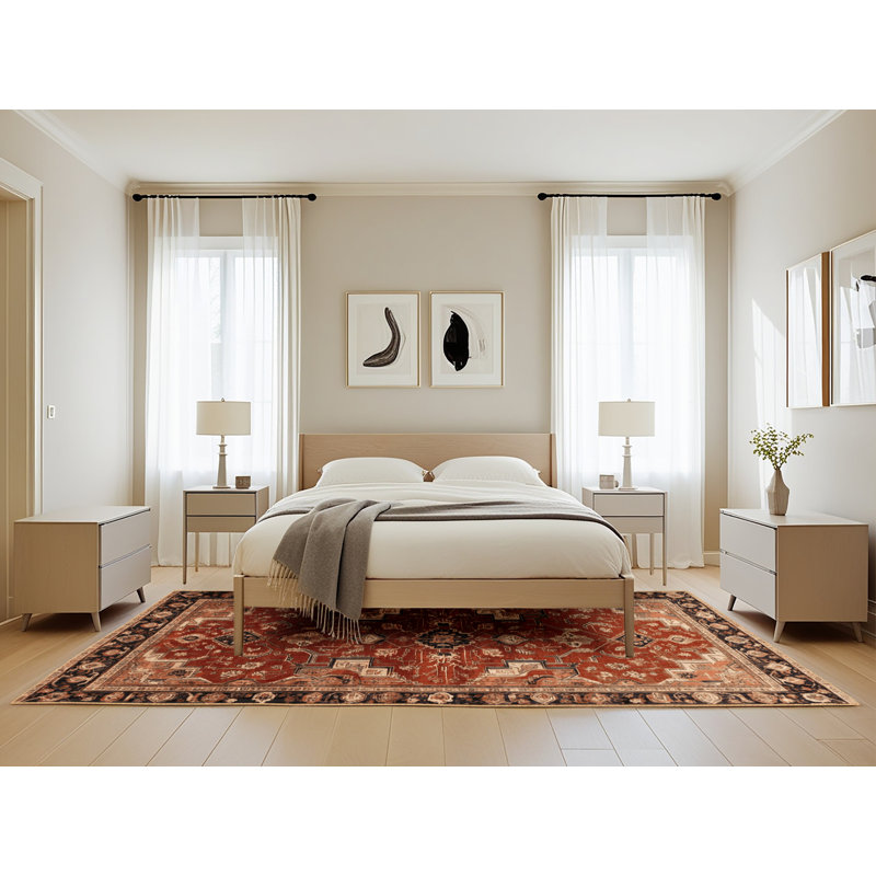 Machine Washable Persian Brown Area Rug, Rectangle 5' x 8'