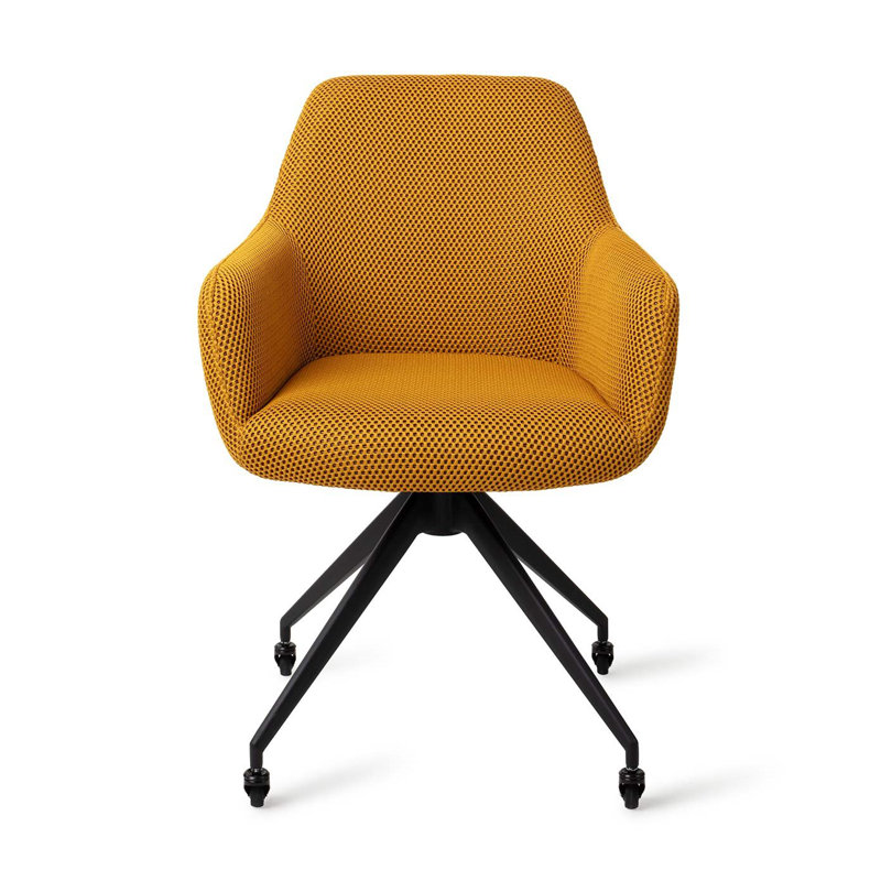 Nausheen 44cm H Polyester Upholstered Metal Side Chair, Yellow
