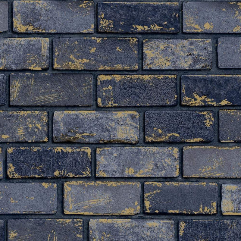 Buchholz 10.05m x 53cm Metallic Finish Wallpaper Roll, Navy/Gold