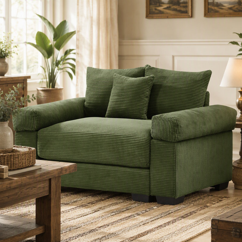 Canapé modulaire surdimensionné 54,3 po Cloud, Green Corduroy