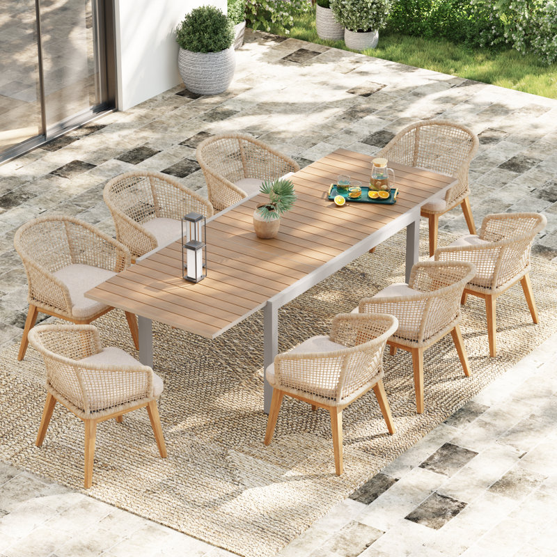 Outdoor 9-piece Extendable Dining Table Set