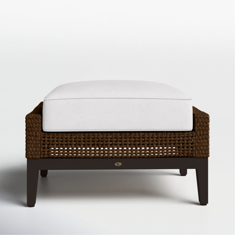 Repose-pieds péninsule tissé - acajou / châtaignier, Welt + bourre standard, Sunbrella® ‑ lin neige, Acajou / châtaignier