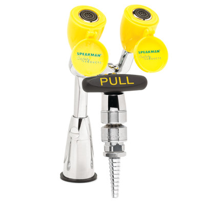 Robinet de laboratoire avec eyewash d’urgence et pointe dentelé intégrés eyesaver