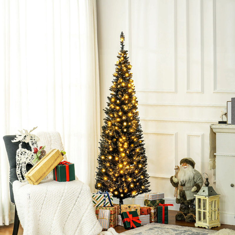 Grand sapin de Noël artificiel pré-éclairé avec lumières DEL blanches chaudes et pointes, pour la décoration de Noël