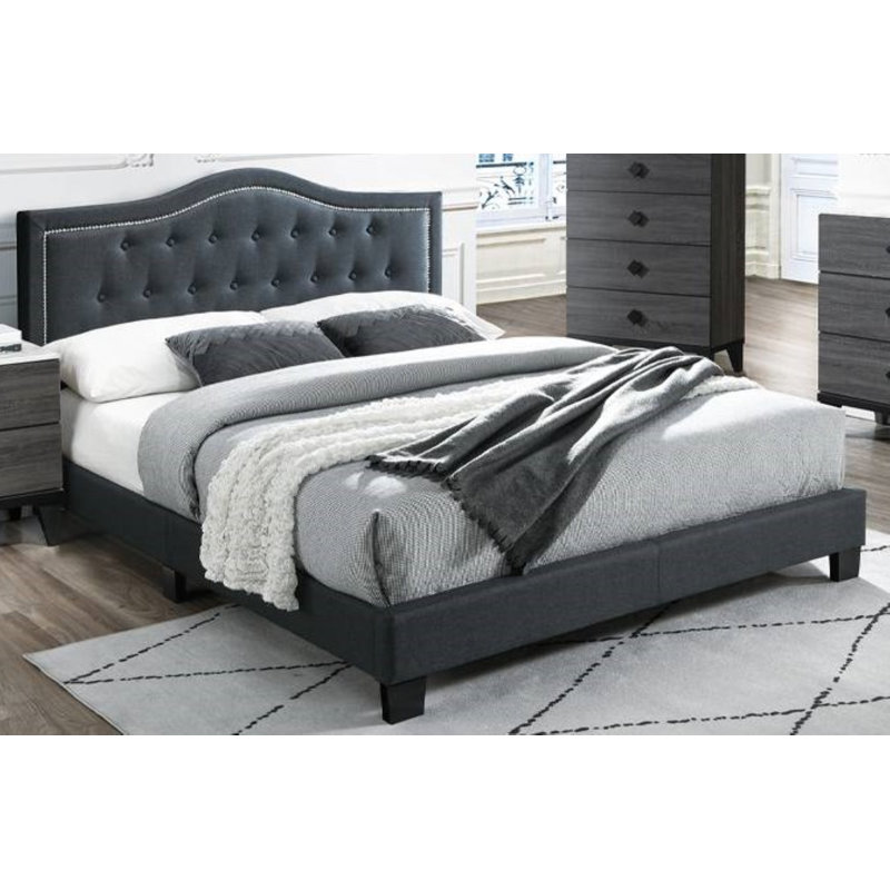 Jaquavian Upholstered Platform Bed, Queen, Charcoal