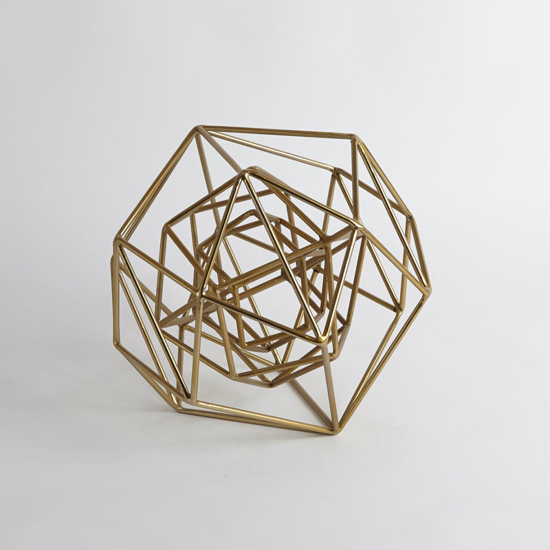 Geo Sculpture-Sm, 8" H x 10" W x 10" D, Gold