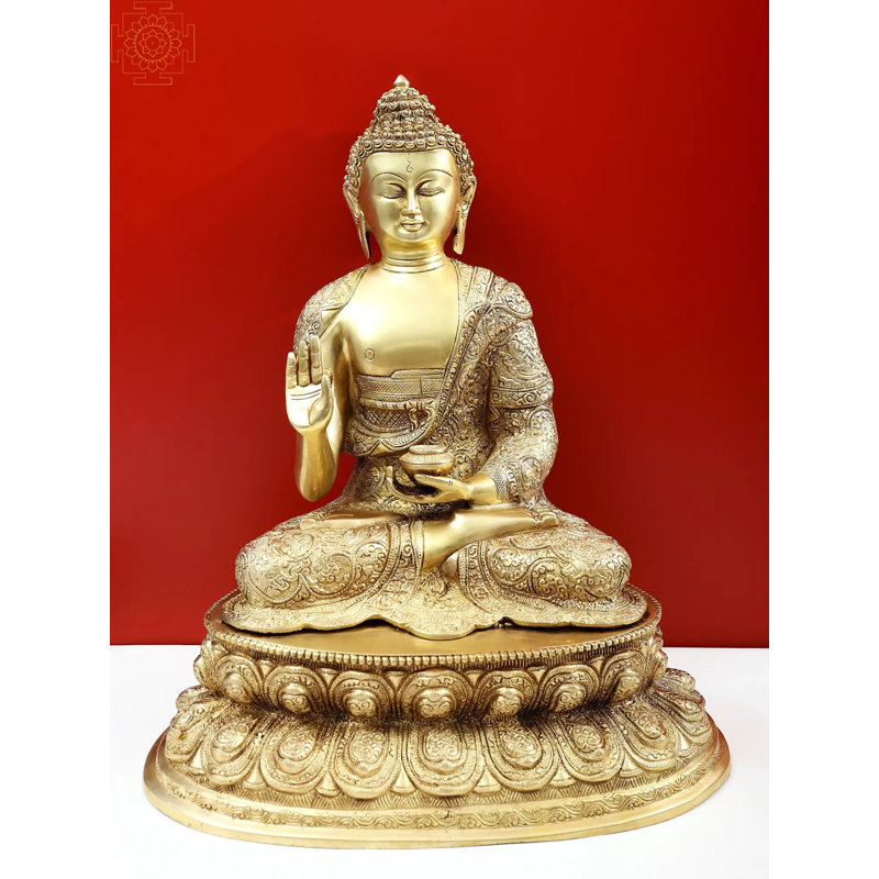 16 po Bouddha Bouddha prêchant son dharma - sculpture en méditation de style tibétain fabriquée à la main pour la maison et le temple