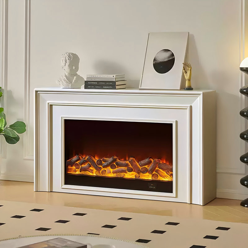 Foyer électrique ivoire blanc paysage, H 35,43 po x l 59,06 po x P 12,99 po
