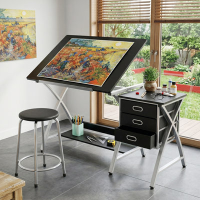 Metal Base Drafting Table