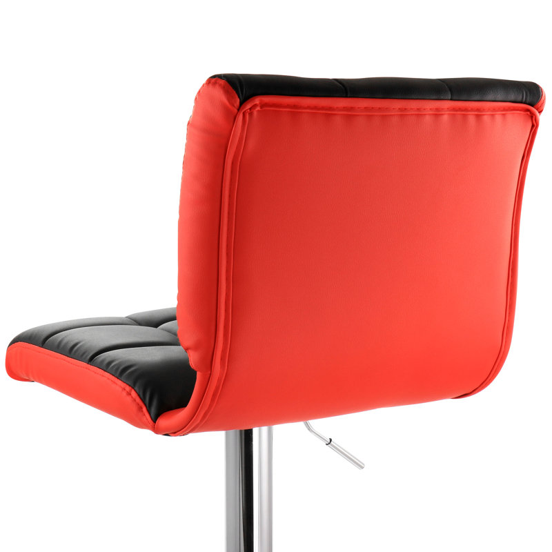 Red and Black Faux Leather Adjustable Swivel Bar Stool Set
