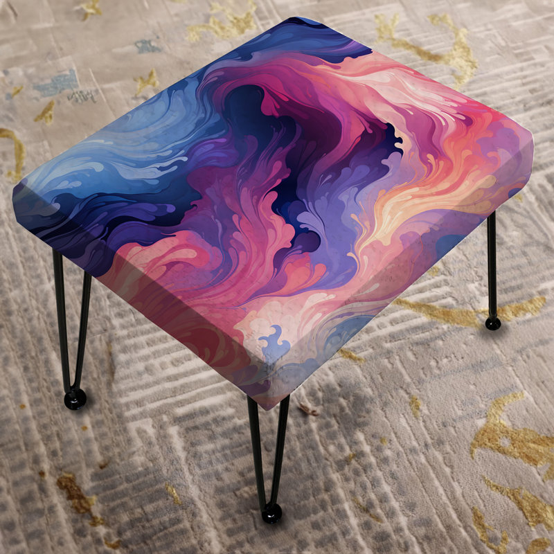 Ikat céleste mauve et harmonieux avec repose-pieds rectangulaire
