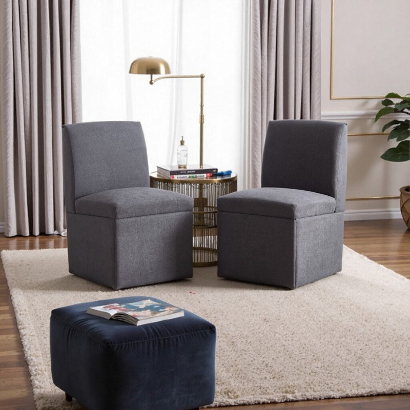 Ensemble de 2 chaises pivotantes multifonctionnelles - mobilité à 360 ° avec rangement caché, Gris foncé