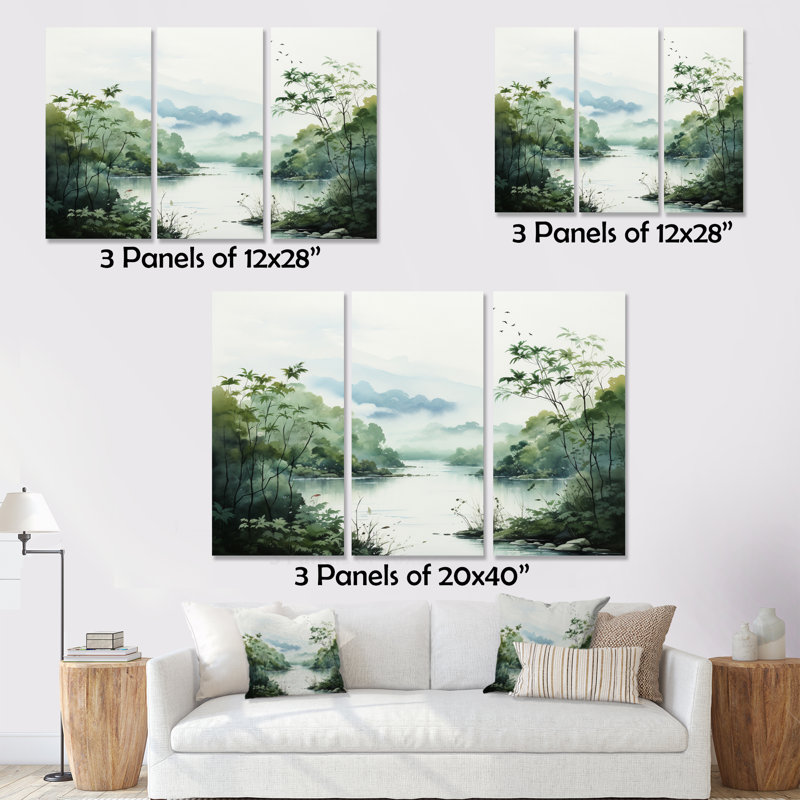 Ensemble d'art mural sur toile 3 pièces Landscape Oasis - Tranquil Oasis II, H 28 po x l 36 po x P 1 po