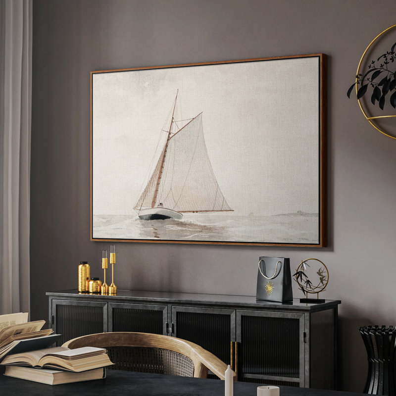 Vintage nautique - CXLVII - impression, Toile encadrée noyer flottant, H 17 po x l 25 po x P 2 po