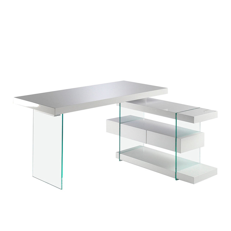 wood writing desk with top, White