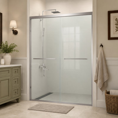 56-60" W x 74" H Double Sliding Shower Door, 1/4" Tempered Glass, Chrome