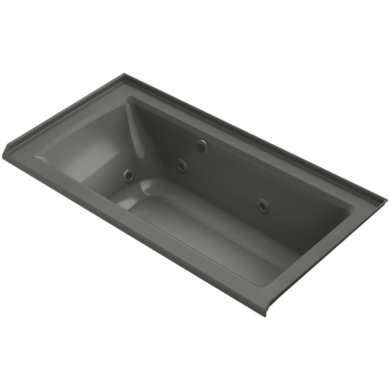 Archer Alcove Whirlpool with Bask Heated Surface, Tile Flange and Left-Hand Drain, Thunder Gray, Right