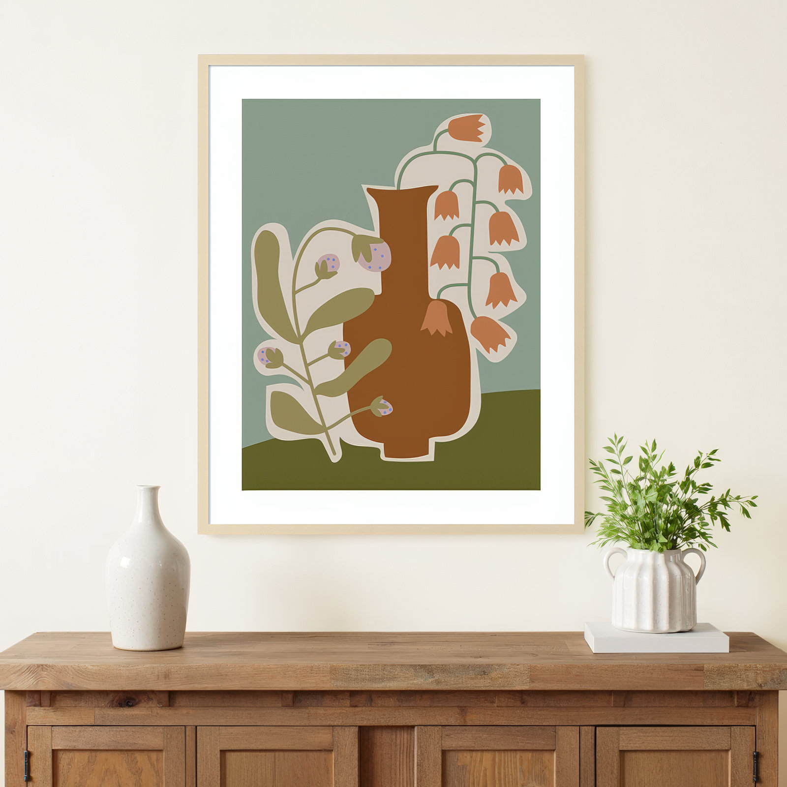 Expressive Abstract House Plant Print, Brown, 41" H x 33" W x 1" D