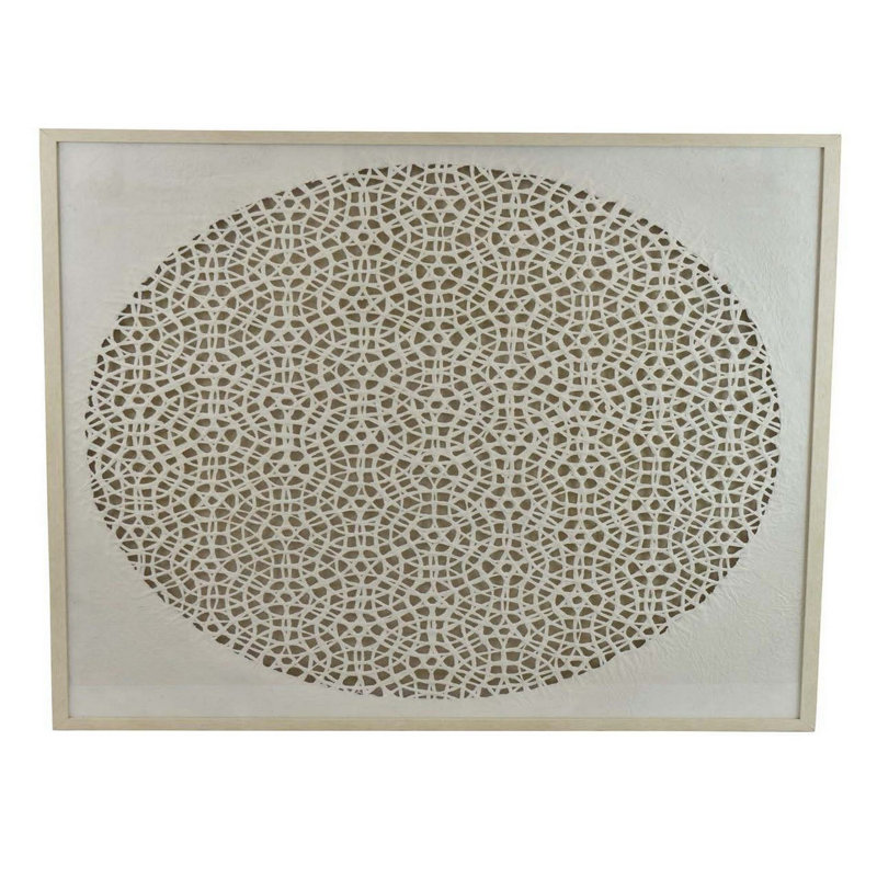 White Carved Cutout Design Framed Canvas Painting