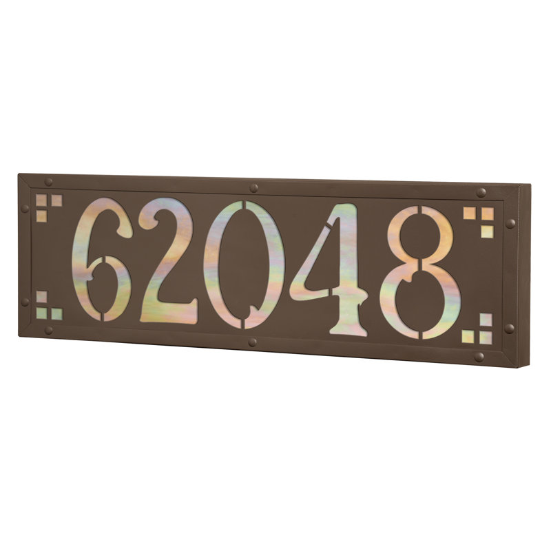 Plaque d'adresse murale personnalisable 120 V pour 5 numéros, Bronze thermolaqué / or