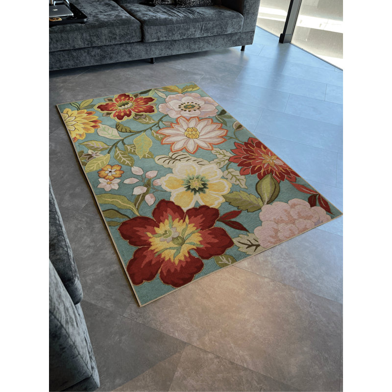 Tapis décoratif multicolore à motif floral multicolore, Tapis de couloir 3 pi 3,37 po x 6 pi 6,74 po
