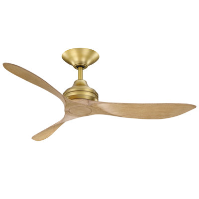 Aviara Coastal Marine Grade 52 inch Indoor/Outdoor Smart Ceiling Fan - Brushed Satin Brass with Natural Blades