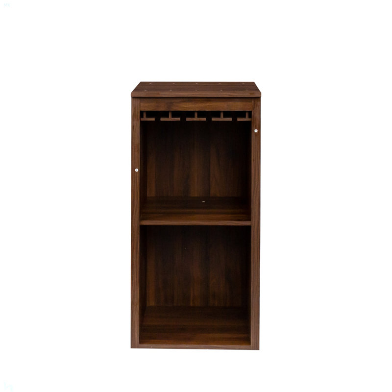 modular wine bar Cabinet with Storage Shelves for Dining Room, Walnut Brown