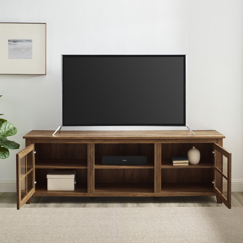 Dake 70" 2-Glass Door TV Stand for TVs up to 80", Rustic Oak