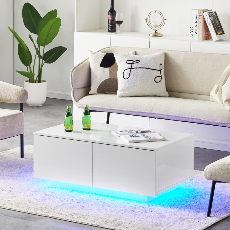 Coffee Table with Storage, White
