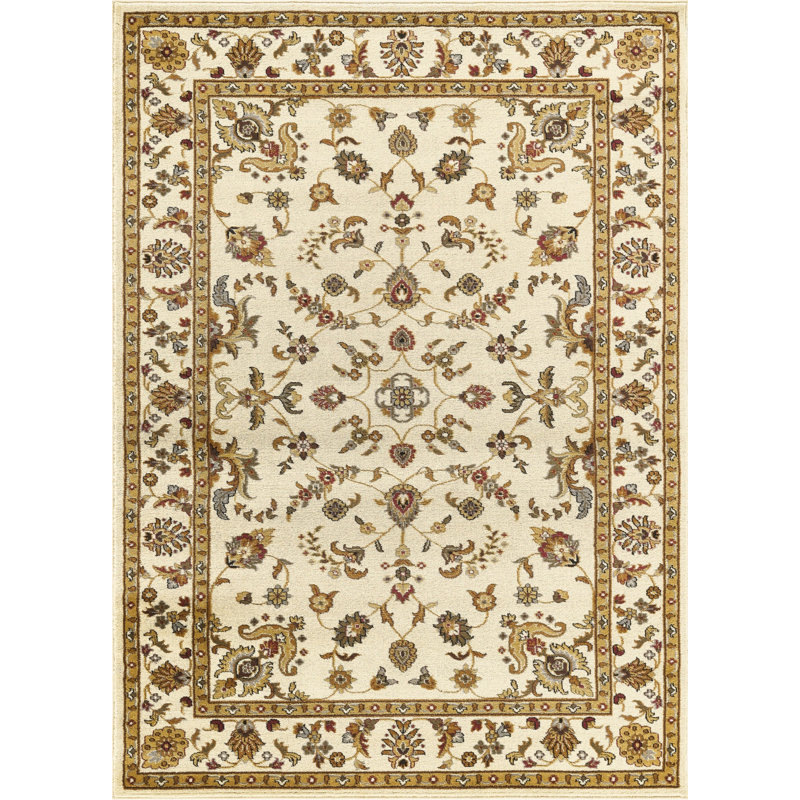 2' x 3' Cream Traditional All-Over Pattern Area Rug, Timeless Neutral Rug for Living Room Bedroom Entryway
