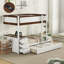 Lit superposé simple en bois massif blanc + noyer avec couchette, ports USB, tiroirs, rangement - 1 pièce