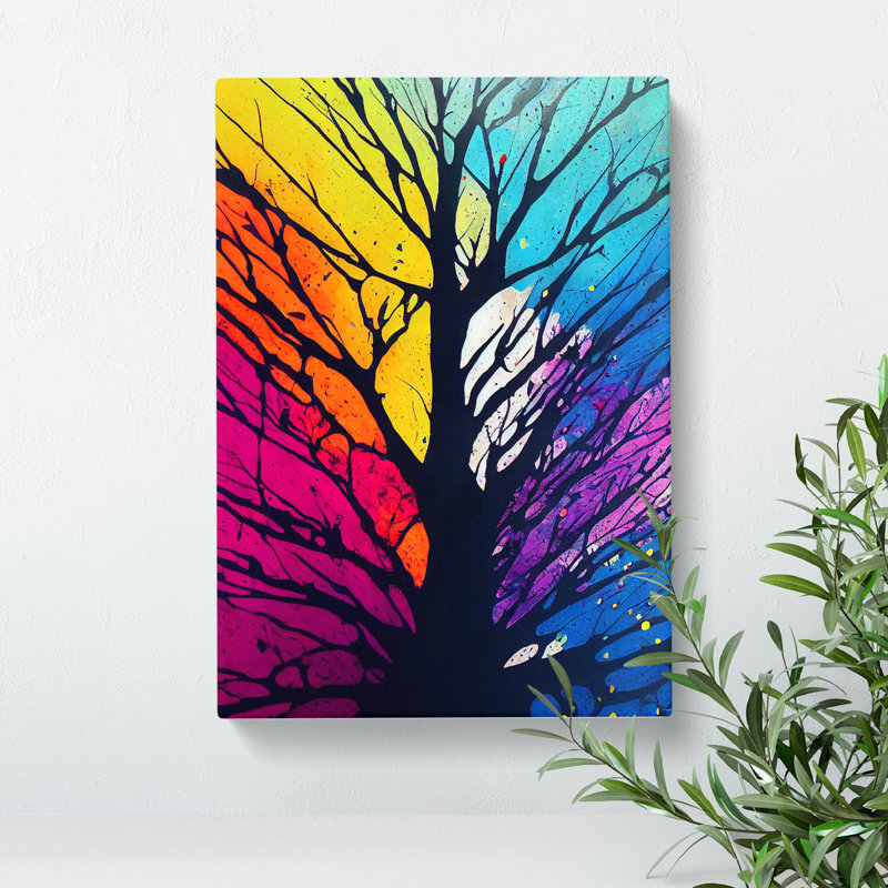 A Colourful Abstract Tree No.5 - Wrapped Canvas Print, 50cm H x 35cm W x 3cm D
