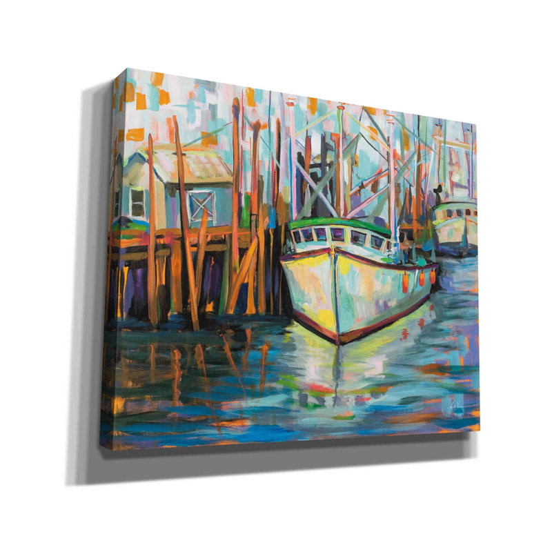 "At the Dock" par Jeanette Vertentes, art mural sur toile, H 20 po x l 24 po x P 0,75 po