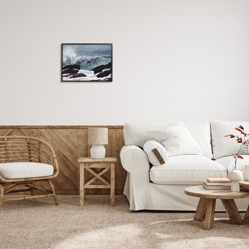 Crashing Waves, roches de l'océan, Giclée encadrée noir minuit, H 16 po x l 20 po x P 1,5 po