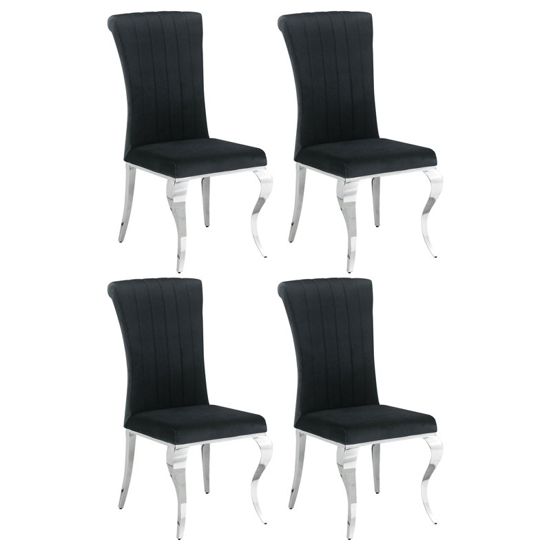 Chaise de salle à manger rembourrée, Velours noir