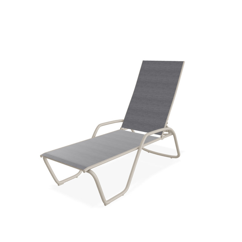 Outdoor Rust-Resistant Metal Chaise Lounge, Textured Desert, Augustine Pewter